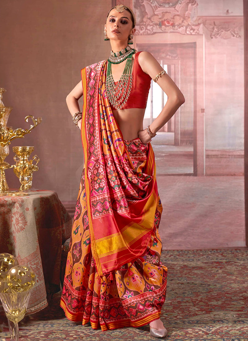 Pv Silk Multi Color Festival Wear Printed Work Saree