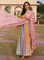 Multi Color Rangoli Silk Sequins Work Festival Wear Gown With Dupatta SW151566