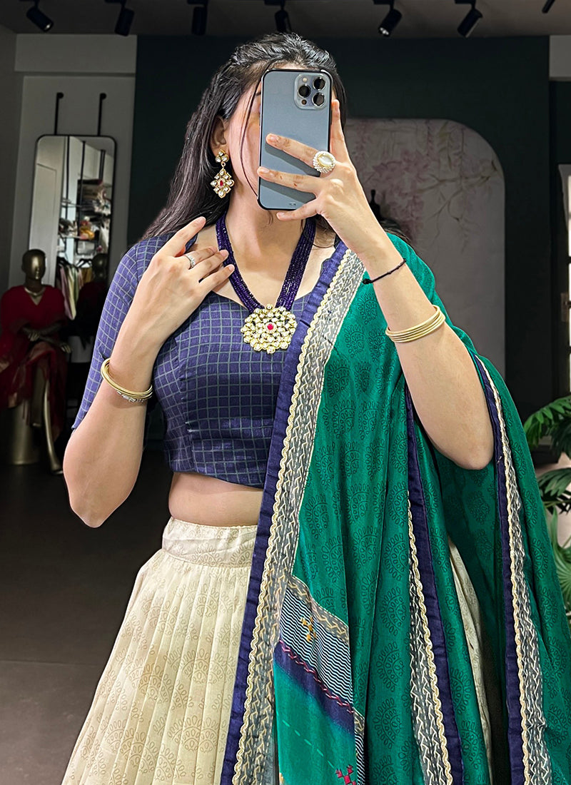 Tussar Silk Multi Color Festival Wear Printed Work Lehenga Choli