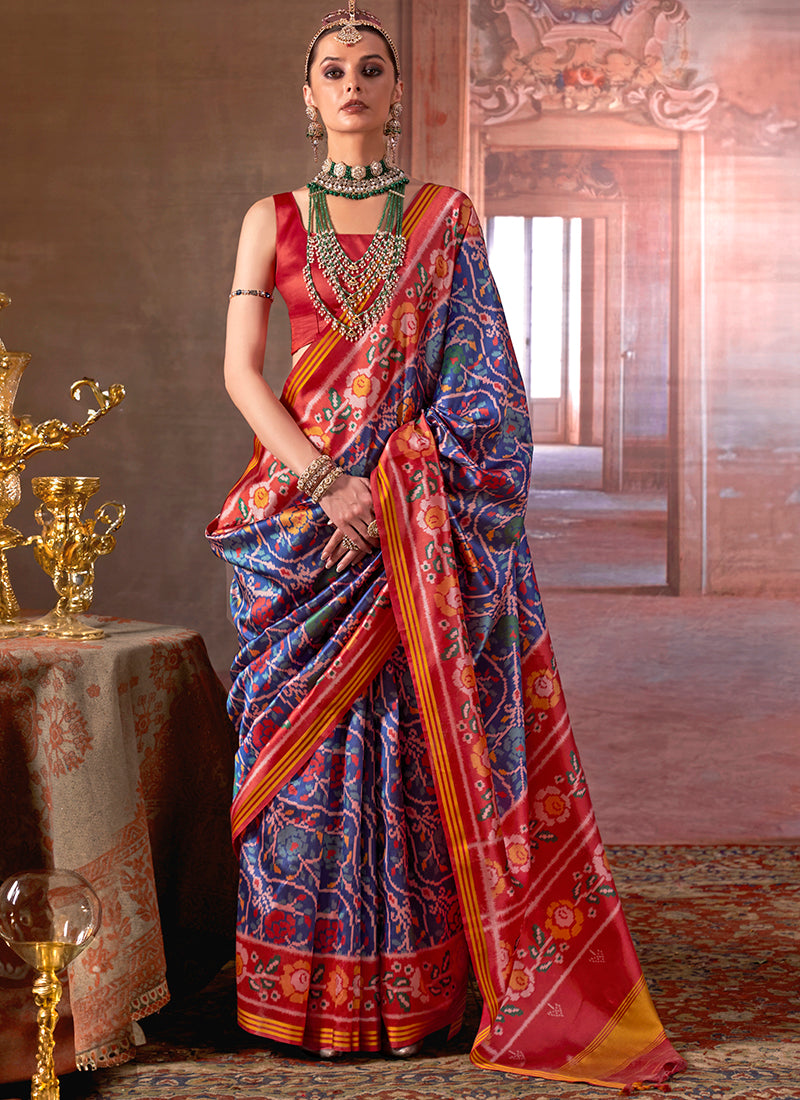 Twill Pv Silk Multi Color Party Wear Printed Work Saree