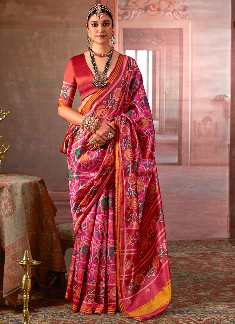 Twill Pv Silk Multi Color Party Wear Printed Work Saree