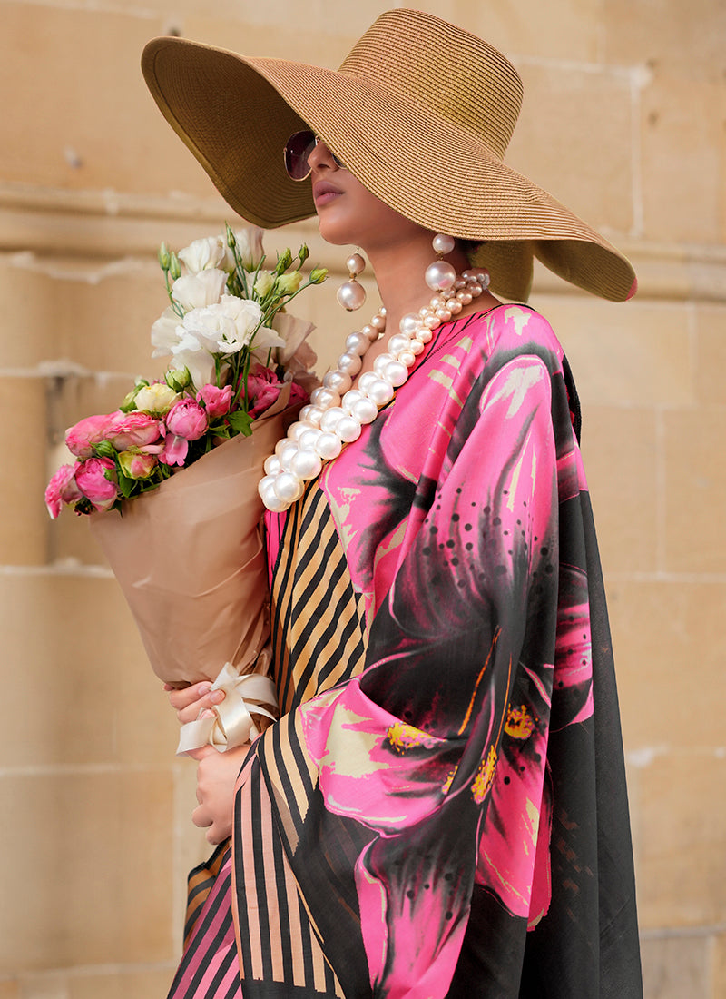 Twill Silk Multi Color Occasional Wear Digital Print Work Designer Saree