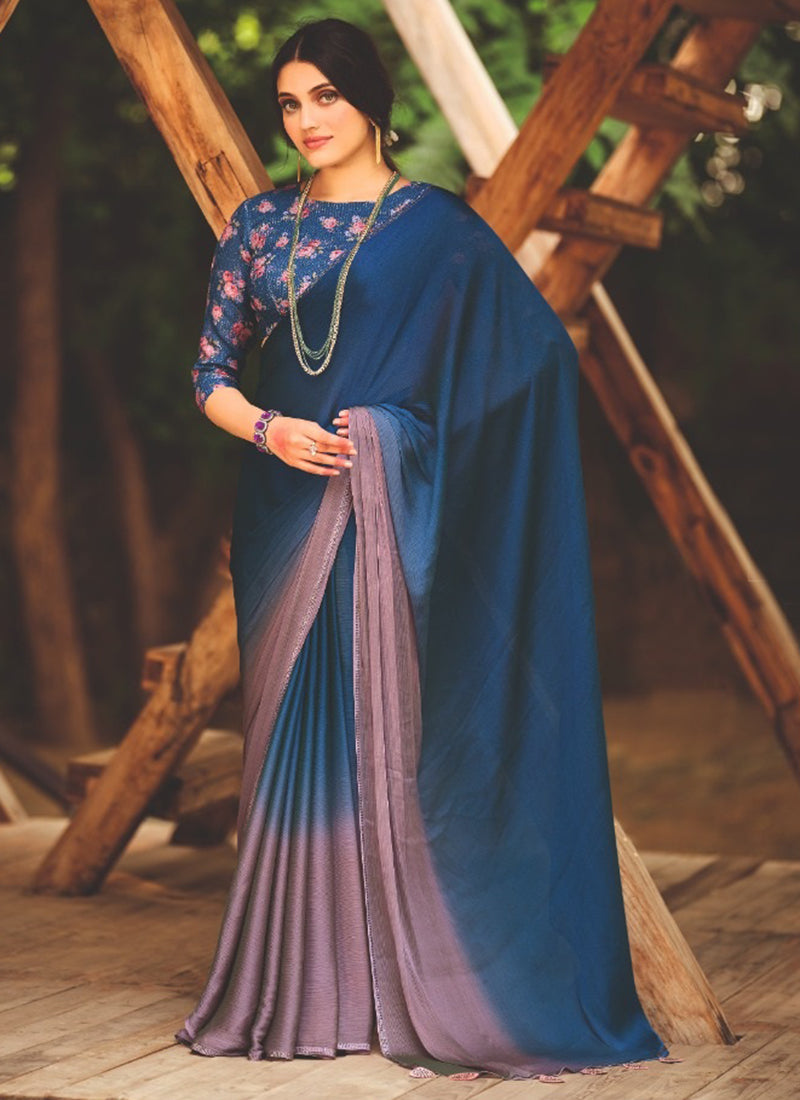 3d Velvet Chiffon Multi Colour Party Wear Sequins Work Saree