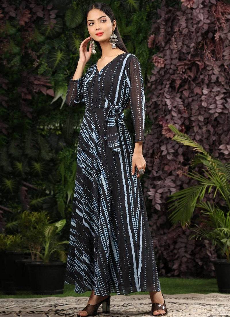 Georgette Multi Colour Casual Wear Printed Readymade Gown