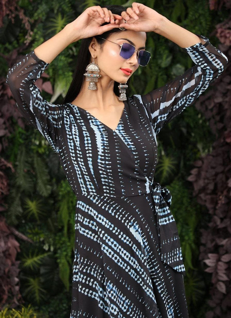 Georgette Multi Colour Casual Wear Printed Readymade Gown