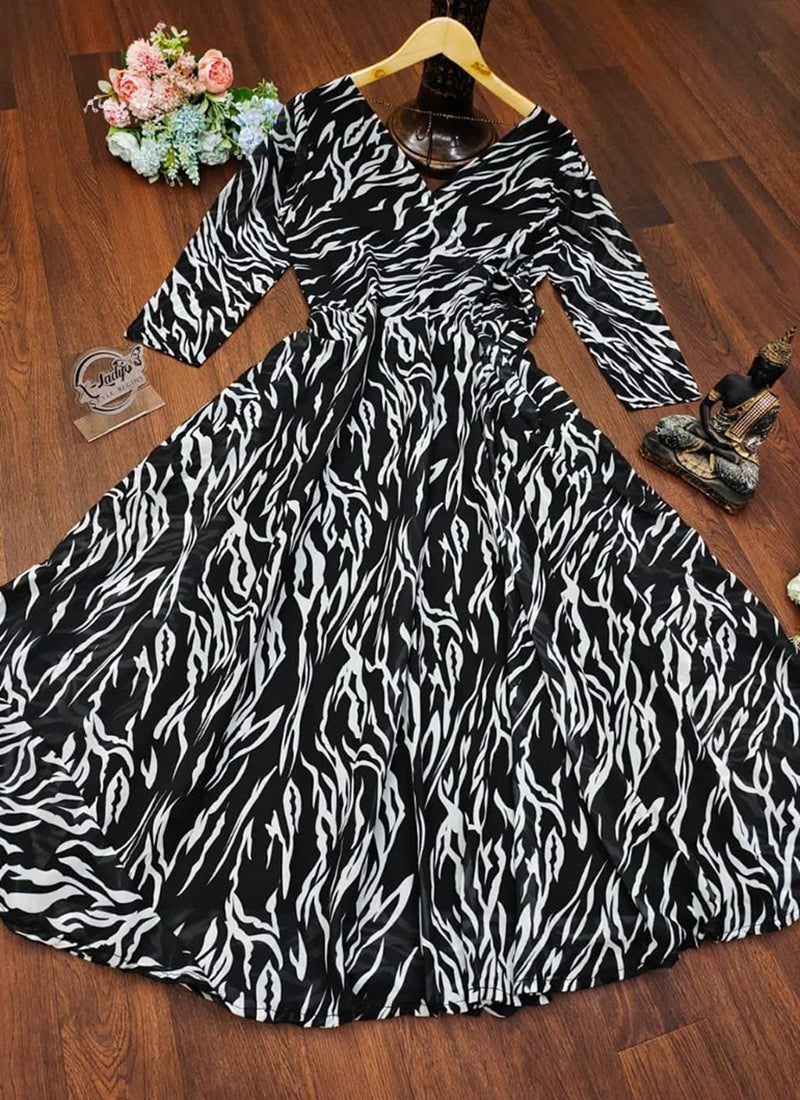 Georgette Multi Colour Casual Wear Printed Readymade Gown