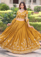 Nc Vichitra Silk Mustard Party Wear Sequins Work Lehenga Choli