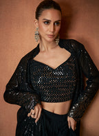 Navy Blue Georgette Sequins Work  Party Wear Readymade Designer Suit SW364026