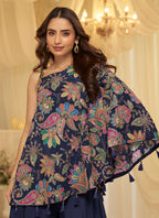 Navy Blue Viscose  Embroidery Work Party Wear Readymade Designer Suit SW438988