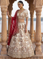Off White Silk Embroidery Work Wedding Wear Lehenga Choli SW937070