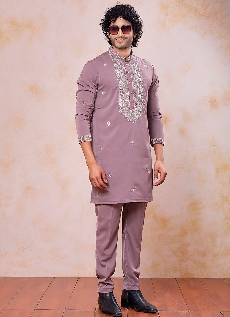 Navy Blue Armani  Mirror Work Occasional Wear Readymade Kurta Pajama SW535432