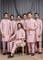 Onion Art Banarasi Silk Patten Pcs Festival Wear Readymade Kurta Pajama With Jacket SW863822