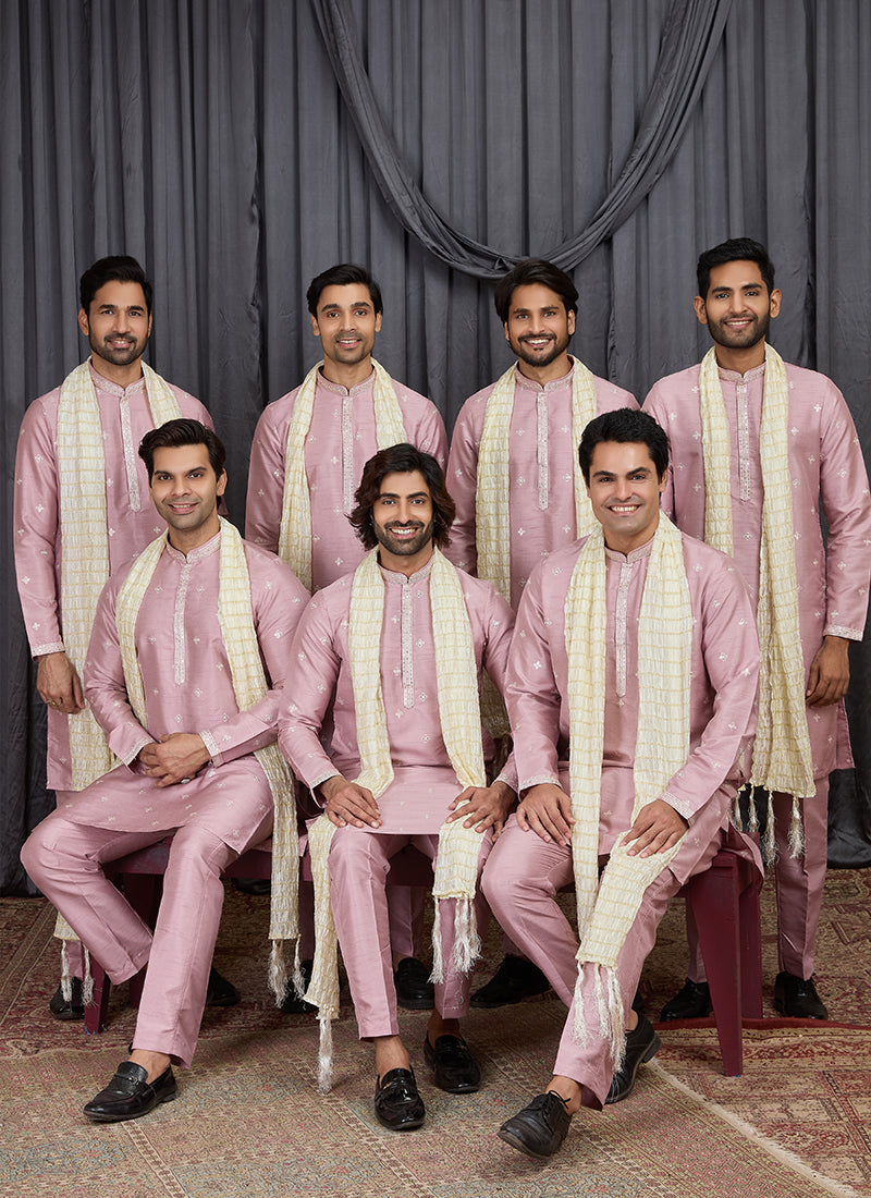 Onion Art Silk Patten Pcs Occasional Wear Readymade Kurta Pajama With Stole SW137969