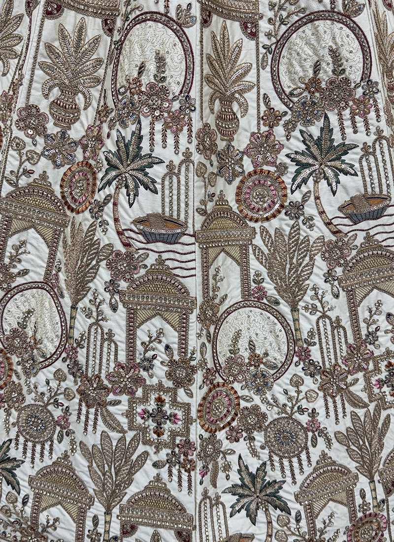 Off White Silk Embroidery Work Wedding Wear Lehenga Choli SW130188