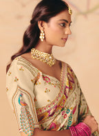 Off White Silk Sequins Work  Wedding Wear Saree SW426507