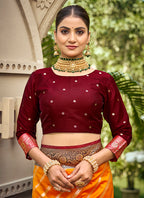 Orange Banarasi Silk Weaving Work Occasional Wear Saree SW889602