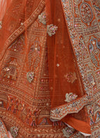 Orange Gadhwal Silk Embroidery Work Wedding Wear Lehenga Choli SW584402