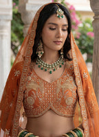 Orange Silk Embroidery Work Wedding Wear Lehenga Choli SW668263