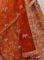 Orange Silk Embroidery Work Wedding Wear Lehenga Choli SW668263