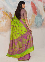 Parrot Green Kanjivaram Silk Weaving Work Festival Wear Saree SW163075