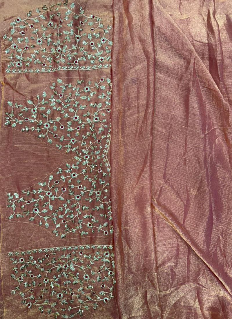 Fendy Chiffon Peach Party Wear Sequins Embroidery Work Designer Saree 388714