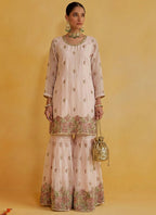 Peach Georgette Embroidery Work Party Wear Readymade Sharara Suit SW530613