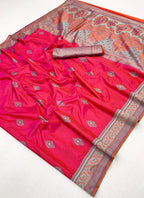 Peach Kanjivaram Silk Weaving Work Festival Wear Saree SW337958