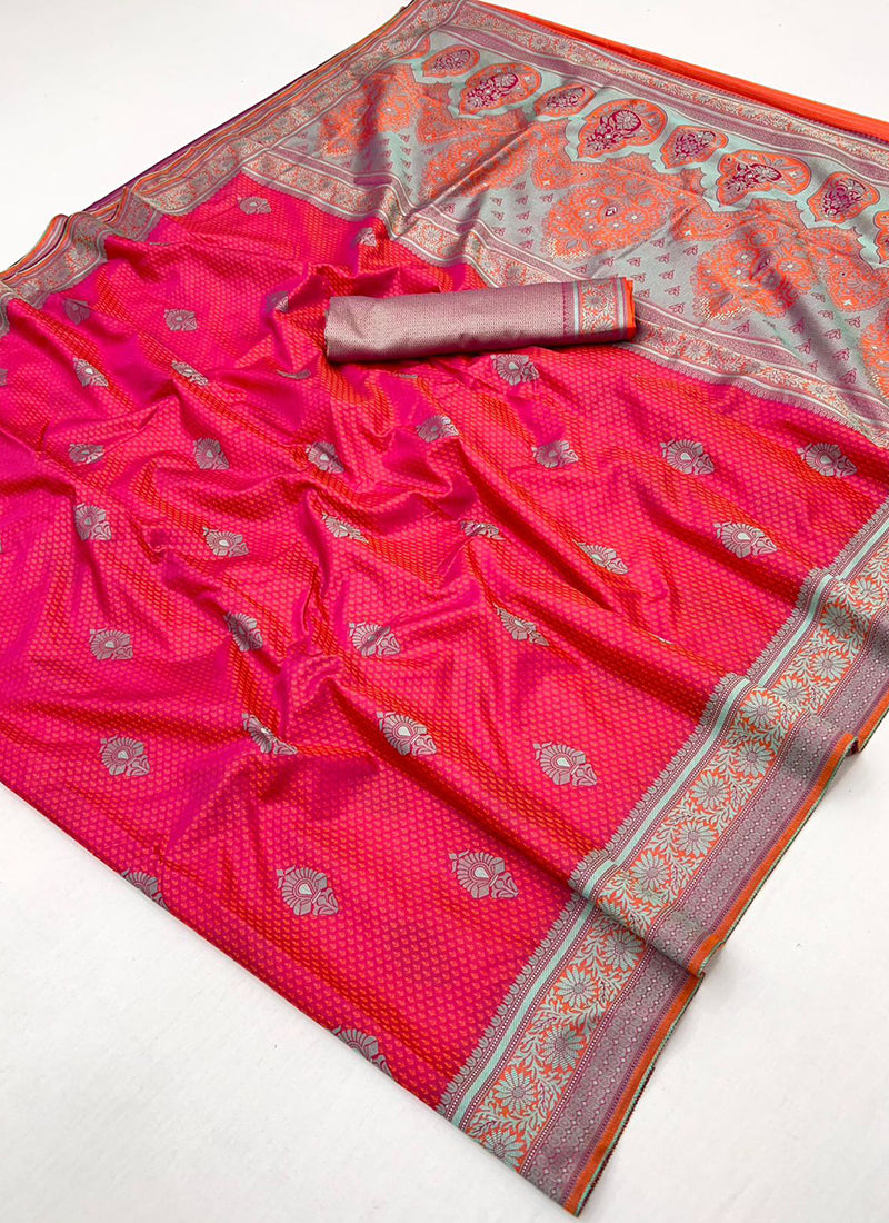 Peach Kanjivaram Silk Weaving Work Festival Wear Saree SW337958