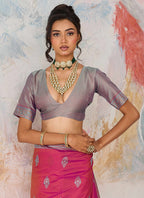 Peach Kanjivaram Silk Weaving Work Festival Wear Saree SW337958