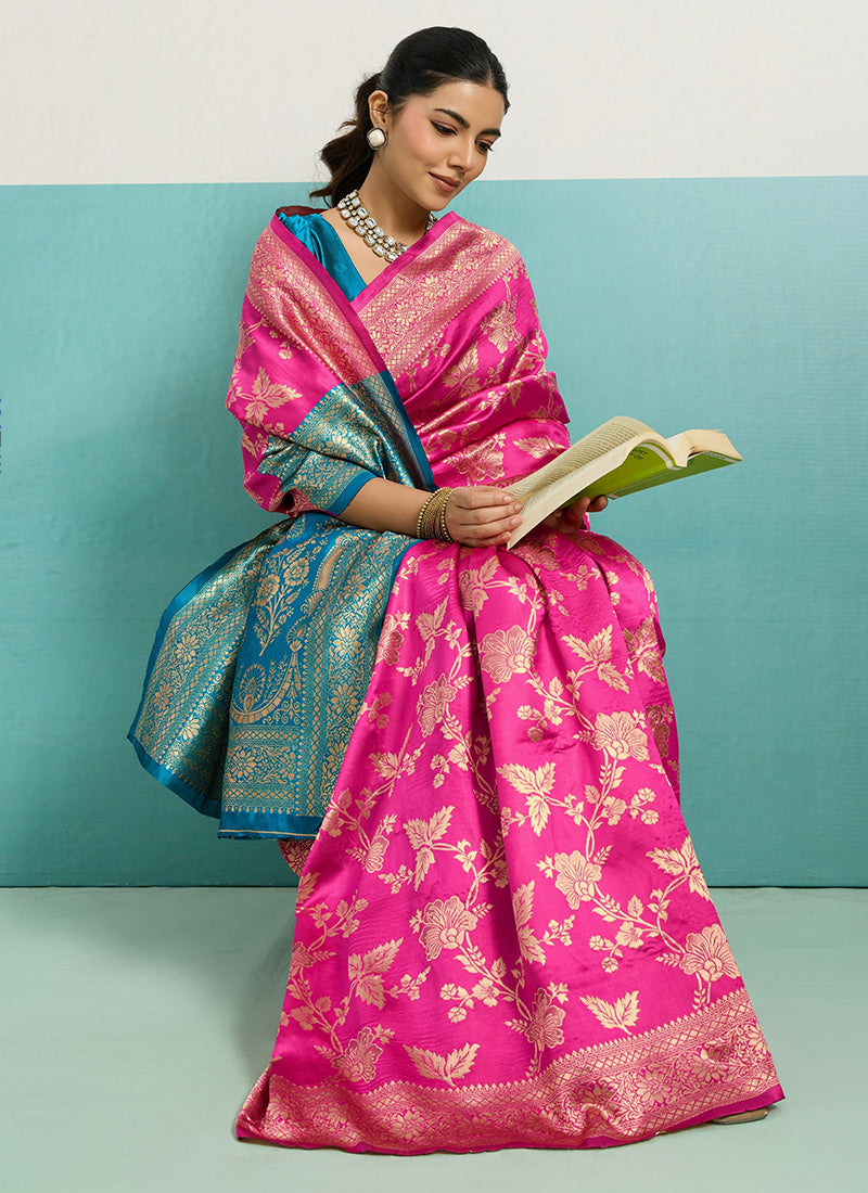 Pink Banarasi Silk Weaving Work Occasional Wear Saree SW128994