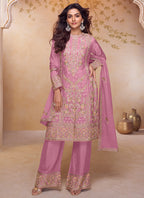 Pink Chinon Embroidery Work Festival Wear Readymade Plazzo Suit SW891415