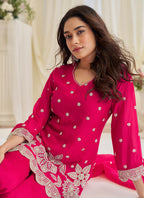 Pink Chinon Silk Embroidery Work Festival Wear Readymade Salwar Suit SW676583