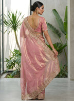 Fendy Satin Silk Pink Wedding Wear Zari Embroidery Work Wedding Saree 389003
