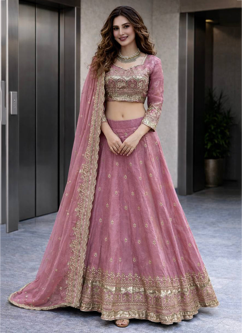 Pink Fendy Silk Sequins Work  Occasional Wear Readymade Lehenga Choli SW252879