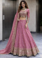 Pink Fendy Silk Sequins Work  Occasional Wear Readymade Lehenga Choli SW252879