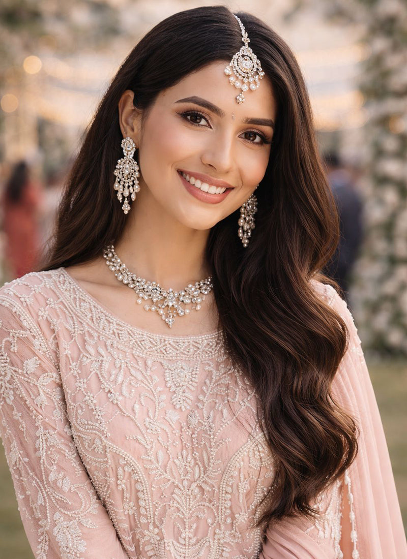 Pink Georgette Beads Work Occasional Wear Readymade Plazzo Suit SW930374