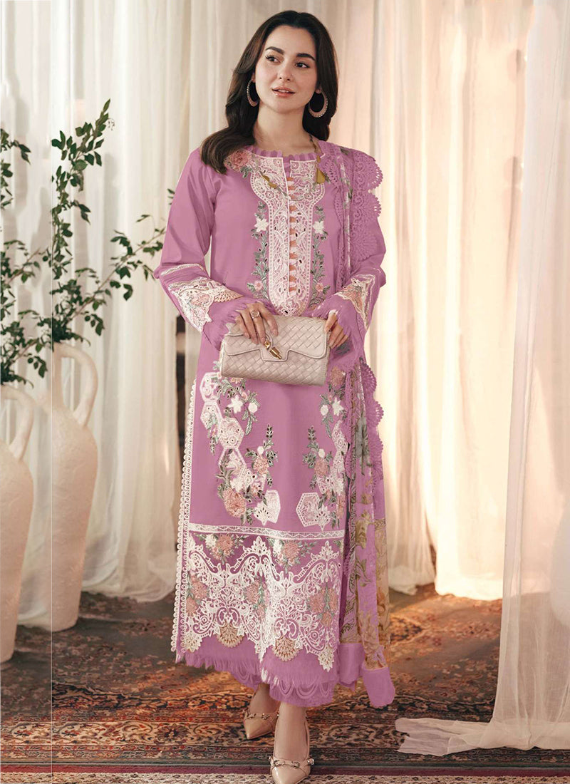 Heavy Cotton Pink Eid Wear Embroidery Work Pakistani Suit