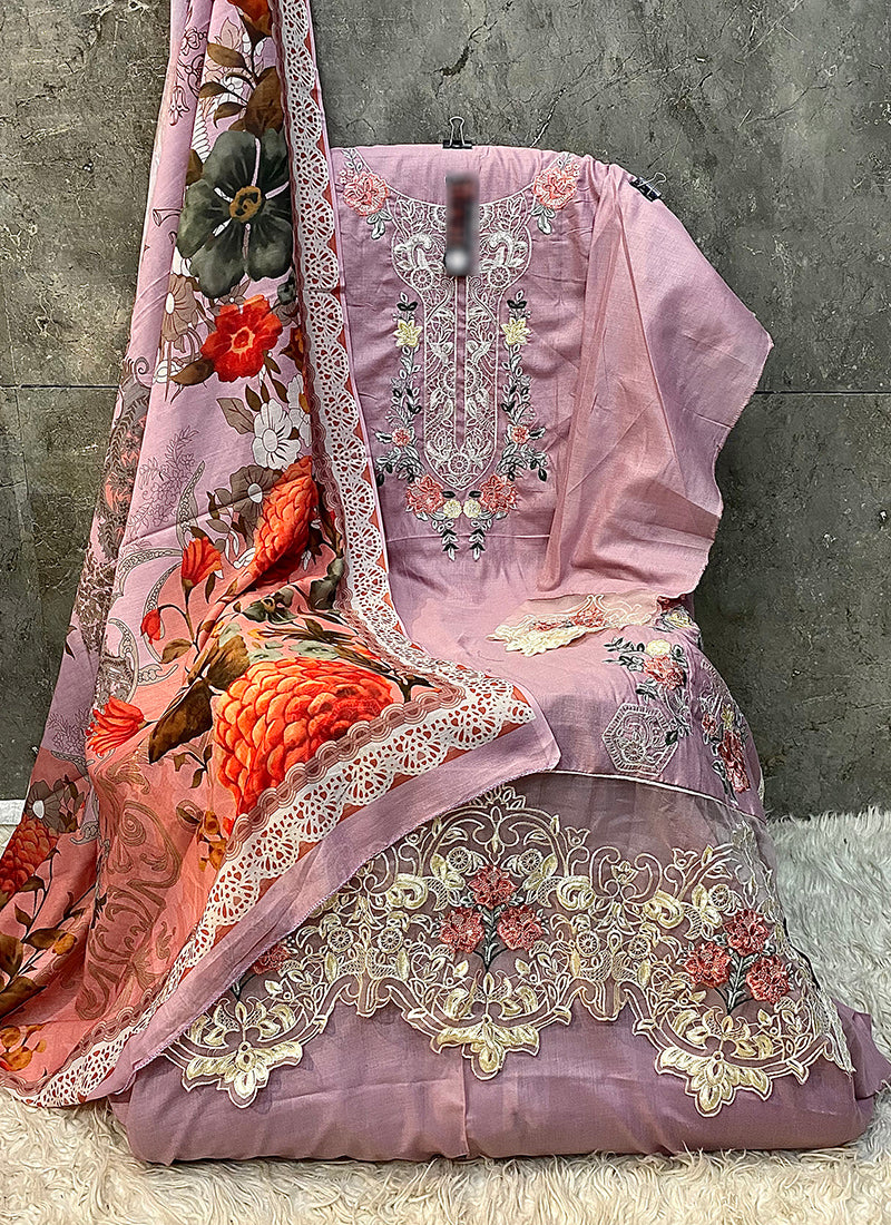 Heavy Cotton Pink Eid Wear Embroidery Work Pakistani Suit