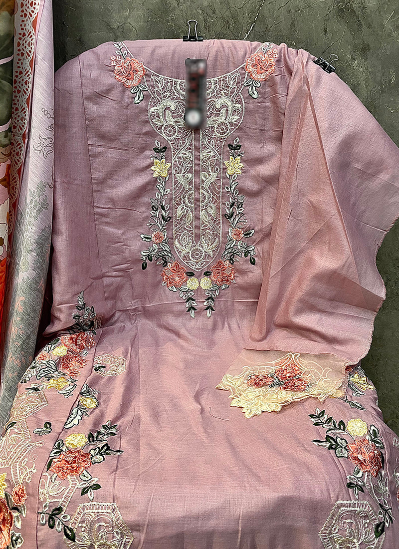 Heavy Cotton Pink Eid Wear Embroidery Work Pakistani Suit