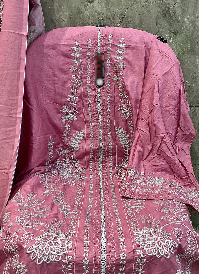 Heavy Rayon Pink Eid Wear Embroidery Work Pakistani Suit