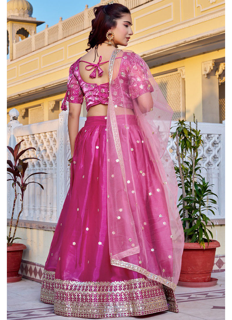 Jimmy Choo Pink Wedding Wear Sequins Work Readymade Lehenga Choli 388683