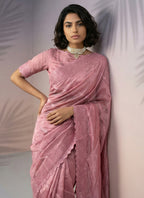 Pink Rasberry Silk Thread Work Festival Wear Saree SW580226