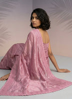 Pink Rasberry Silk Thread Work Festival Wear Saree SW580226