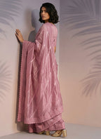 Pink Rasberry Silk Thread Work Festival Wear Saree SW580226