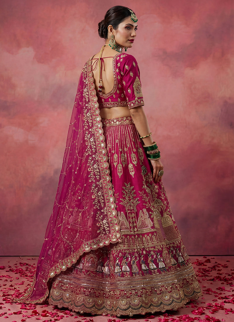 Pink Silk Embroidery Work Wedding Wear Lehenga Choli SW874697