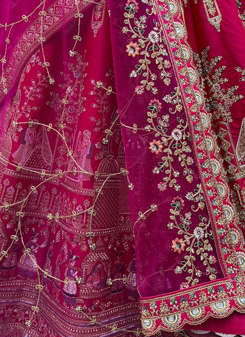 Pink Silk Embroidery Work Wedding Wear Lehenga Choli SW874697