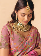 Pink Silk Sequins Work  Wedding Wear Saree SW254929