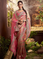 Viscose Silk Pink Wedding Wear Weaving Work Wedding Saree 388733