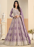 Purple Faux Georgette  Embroidery Work Occasional Wear Anarkali Suit SW271940