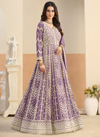 Purple Faux Georgette  Embroidery Work Occasional Wear Anarkali Suit SW271940